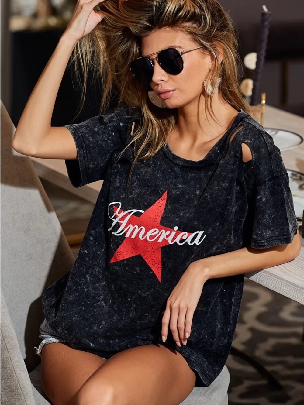 Distressed America Tee